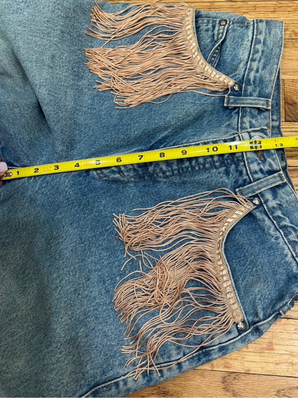 VTG 90s Levi's 569 upcycled fringe paisley jeans loose straight fit 900 series - Picture 10 of 12